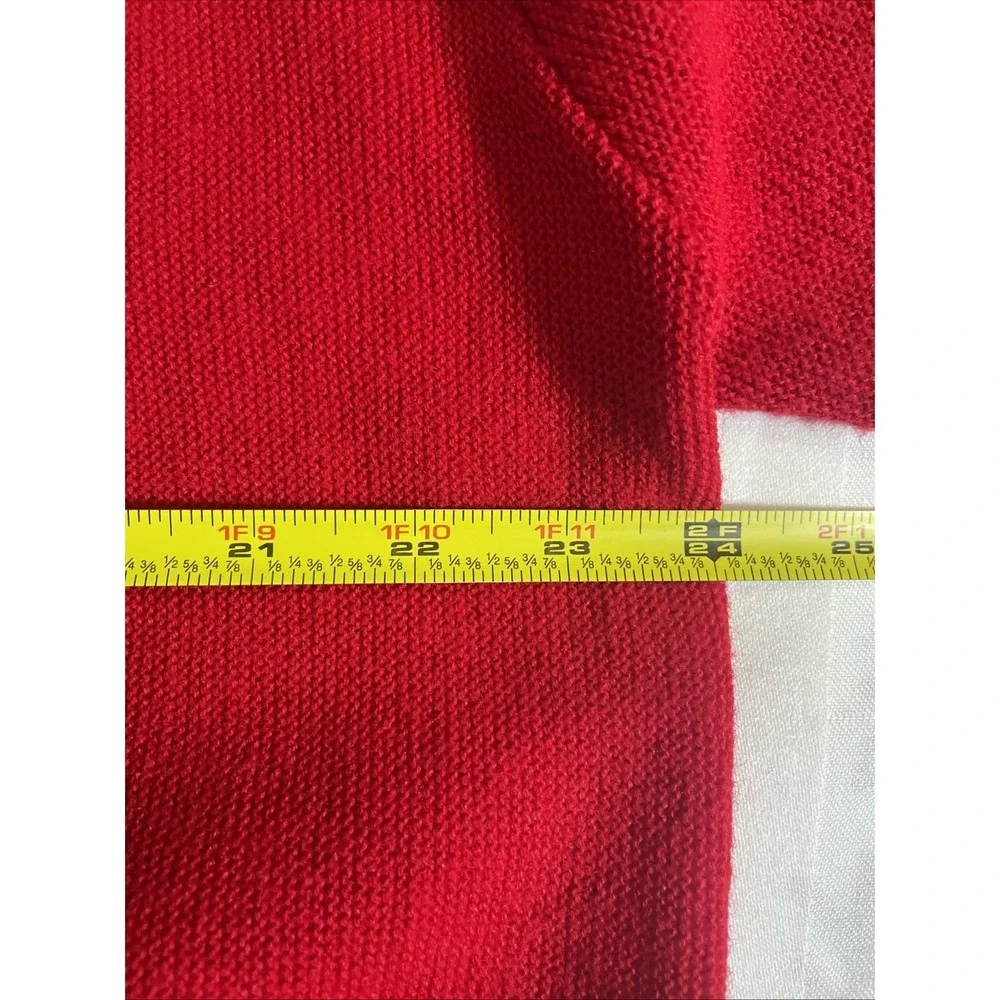 Vintage IZOD Mens Red V Neck Long Sleeve Pullover Sweater Large USA Made Acrylic